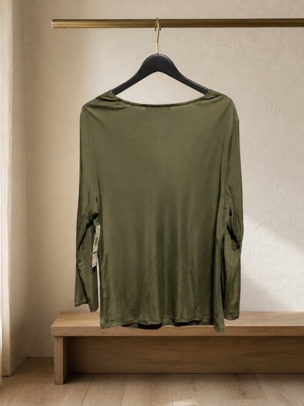 Jones New York Olive Green Top with Draped Neck - Picture 5 of 14